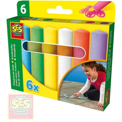 SES CREATIVE Křídy chodníkové dětské barevné tlusté set 6ks v krabičce