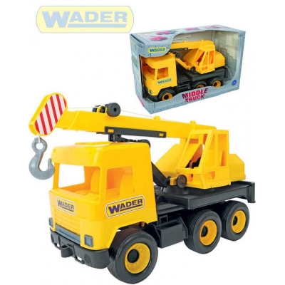 WADER Middle Truck auto jeřáb 38cm žluté plastové 32122