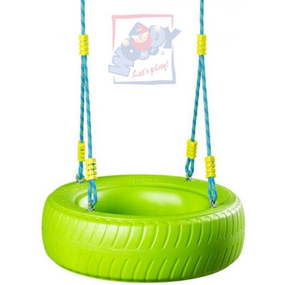 WOODY Dětská houpačka závěsná houpací pneumatika zelená plastová