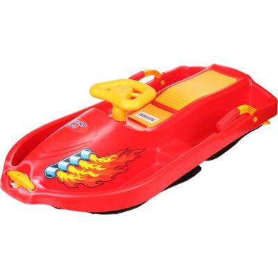 PLASTKON Boby řiditelné s volantem Snow Boat 007 Červený plast