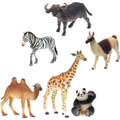 Zvířátka exotická safari Zoolandia střední velikost 6 druhů plast