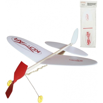Letadlo Komár na gumu retro soft model polystyren/dřevo 38x31cm v sáčku