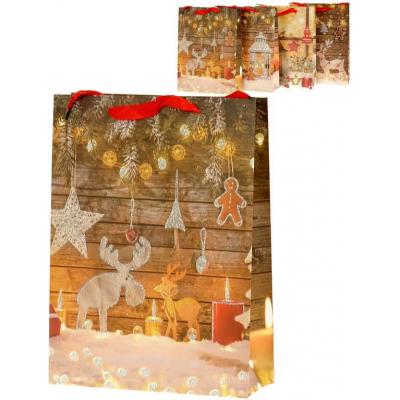 Taška dárková vánoční motiv 30x41cm papírová 4 druhy