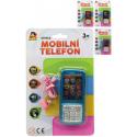 Telefon dětský 11cm tlačítkový mobil na baterie AJ Zvuk 4 barvy na kartě