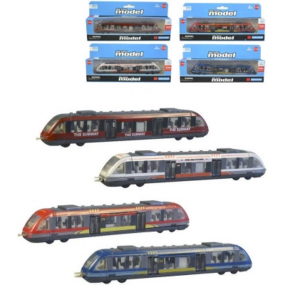 Vlaková souprava Metro kovová 17cm volný chod 4 druhy v krabičce