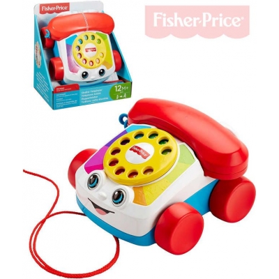 FISHER PRICE Telefon baby klasický tahací s obličejem pohyblivé oči pro miminko