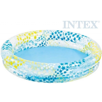 INTEX Bazén dětský nafukovací kulatý průhledný 122x25cm potisk léto 59421