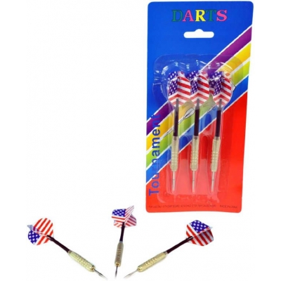 Šipky házecí 18g hrot kovový americká vlajka set 3ks na kartě