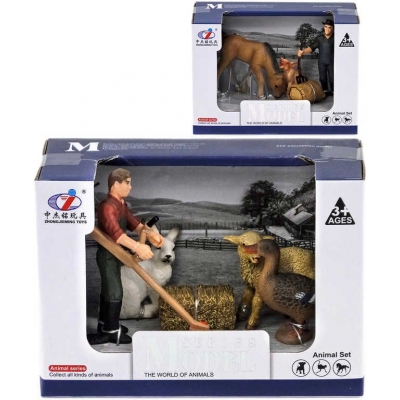 Zvířata domácí farma herní set plastové figurky s farmářem a doplňky různé druhy
