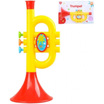 Baby trumpetka žlutočervená plast pro miminko *HUDEBNÍ NÁSTROJE*