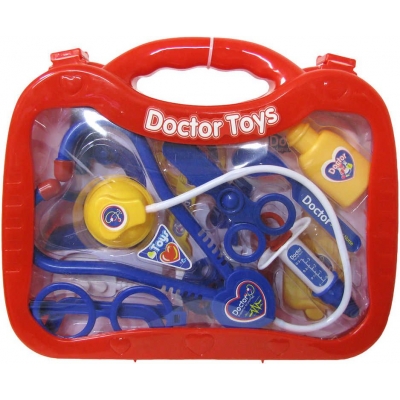 Malý doktor kufřík červený dětské lékařské plastové potřeby sada 13ks
