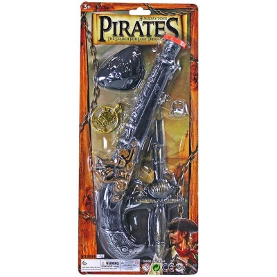 Malý pirát set puška bambitka s dýkou a doplňky na kartě plast