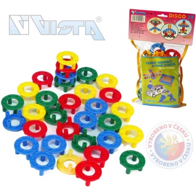 SEVA Baby stavebnice plastová DISCO set 32 kroužků pro miminko v krabici