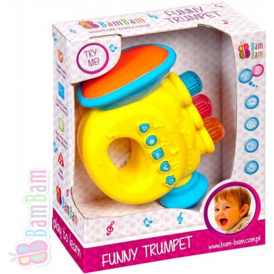 ET BAM BAM Trumpeta zábavná plastová s melodiemi pro miminko Zvuk