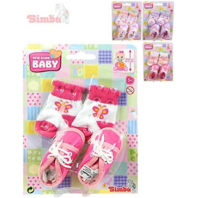 SIMBA set ponožky a botičky vel. 38-43 pro panenku New Born Baby 3 druhy