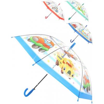 Deštník dětský vystřelovací dopravní prostředky různé druhy transparentní