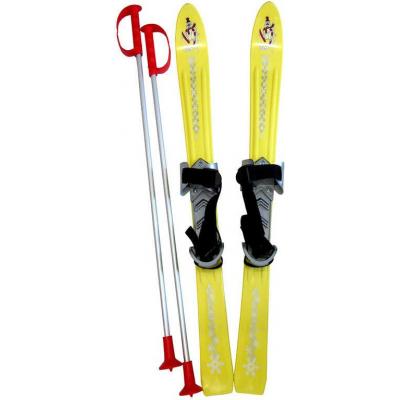 PLASTKON Lyže carvingové Baby Ski 90cm Žluté s vázáním a holemi