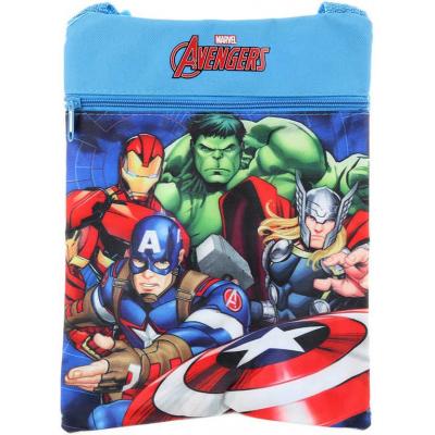 Taštička dětská modrá Avengers na rameno s popruhem